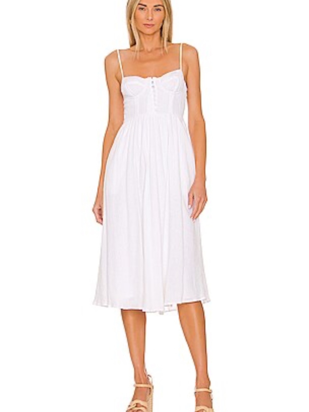 ASTR The Label White Gauze Midi Dress Womens Medium Boho NEW